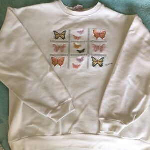 Beautiful multi butterflies embroidered lady’s sweatshirt